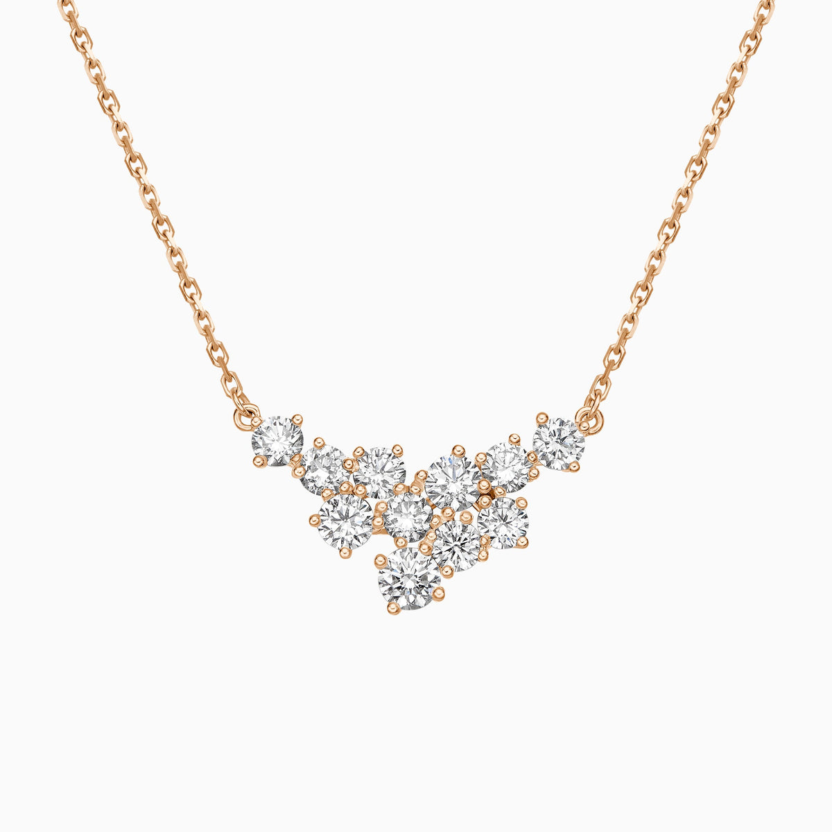 Sparkling Cluster Lab Grown Diamond Necklace In 14K Rose Gold - Lucenjuri