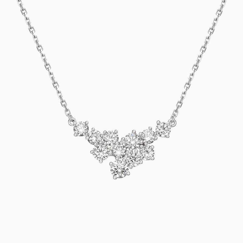 Sparkling Cluster Lab Grown Diamond Necklace In 14K White Gold - Lucenjuri