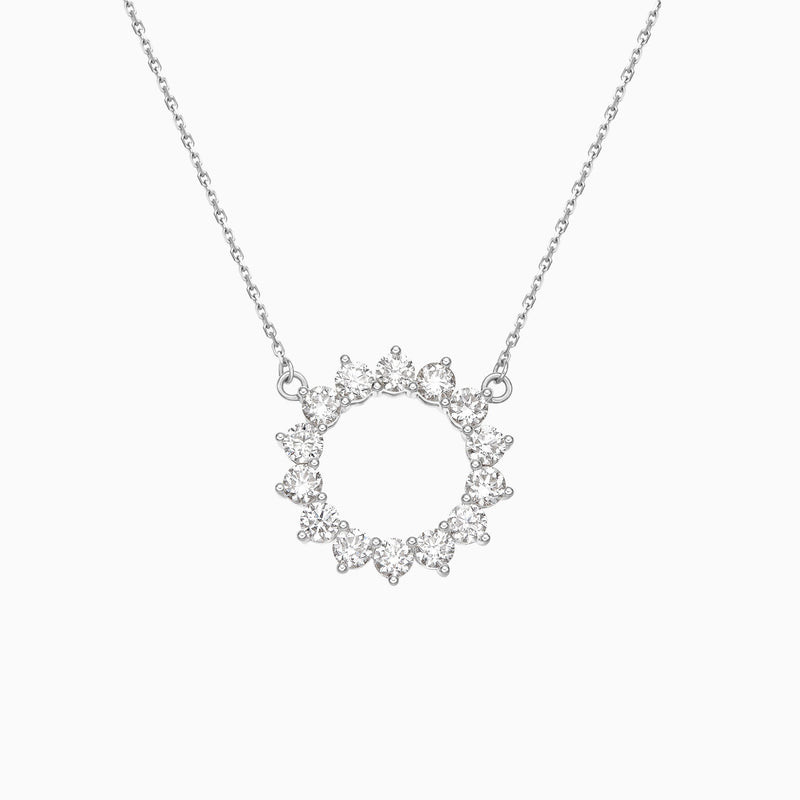 Radiant Eclipse Open Circle Lab Grown Diamond Necklace In 18K White Gold - Lucenjuri