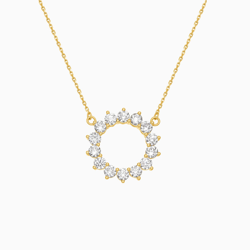 Radiant Eclipse Open Circle Lab Grown Diamond Necklace In 18K Yellow Gold - Lucenjuri