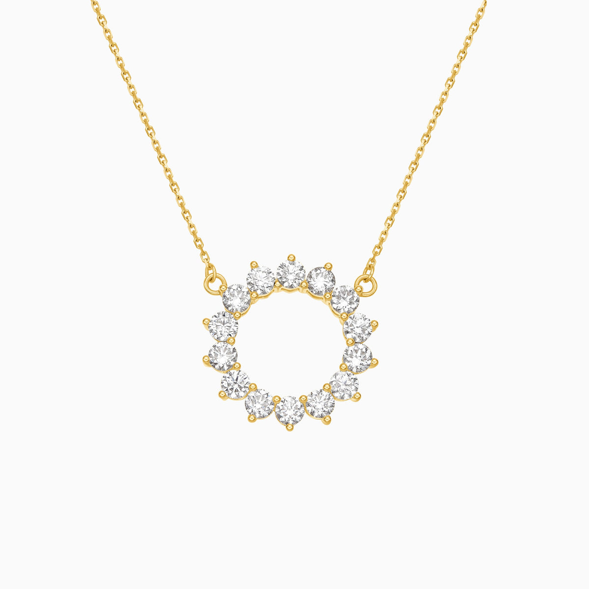 Radiant Eclipse Open Circle Lab Grown Diamond Necklace In 14K Yellow Gold - Lucenjuri