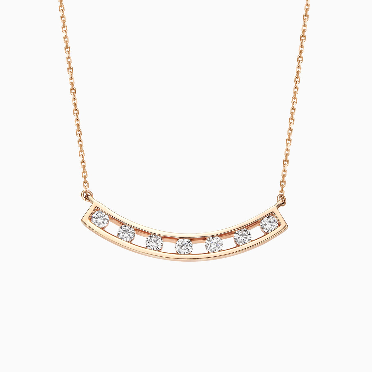 Spaced Curved Bar Lab Grown Diamond Necklace In 14K Rose Gold - Lucenjuri
