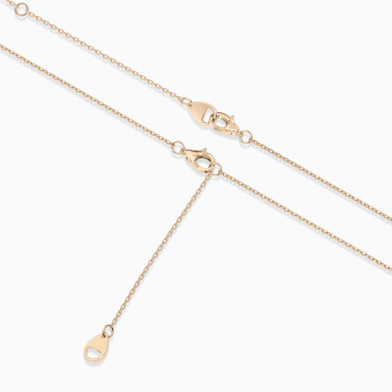 Adjustable Closure Detail of Spaced Curved Bar Lab Grown Diamond Necklace In 14K Rose Gold