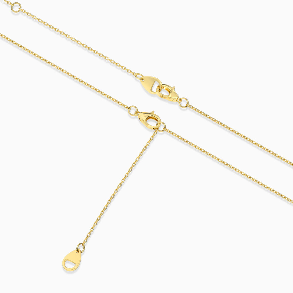 Adjustable Closure Detail of Spaced Curved Bar Lab Grown Diamond Necklace In 14K Yellow Gold