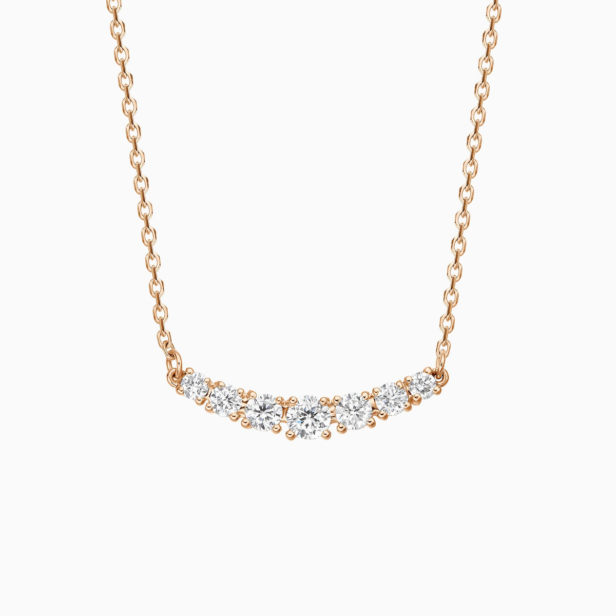 Graduated Curved Bar Lab Grown Diamond Necklace In 14K Rose Gold - Lucenjuri