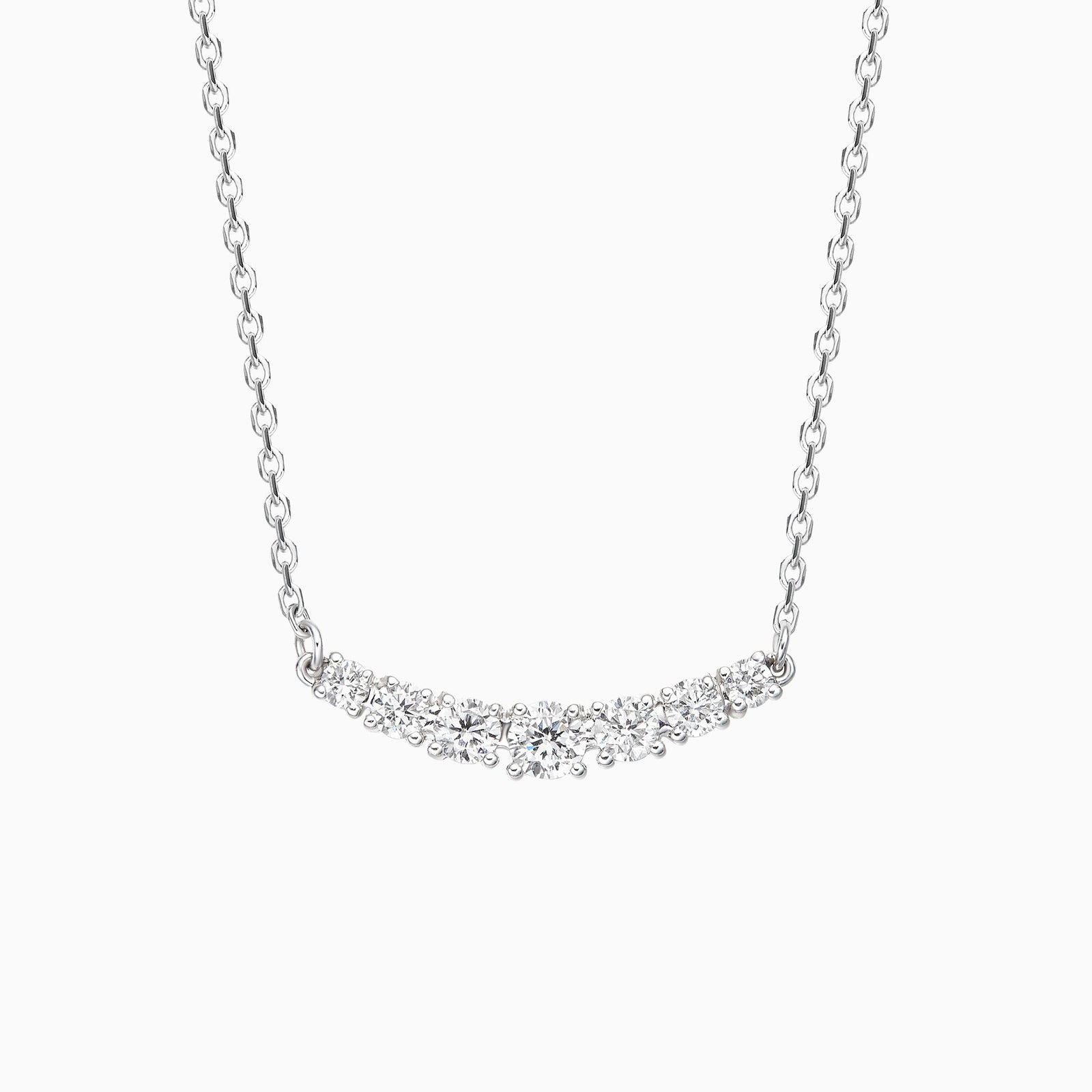 Graduated Curved Bar Diamond Necklace