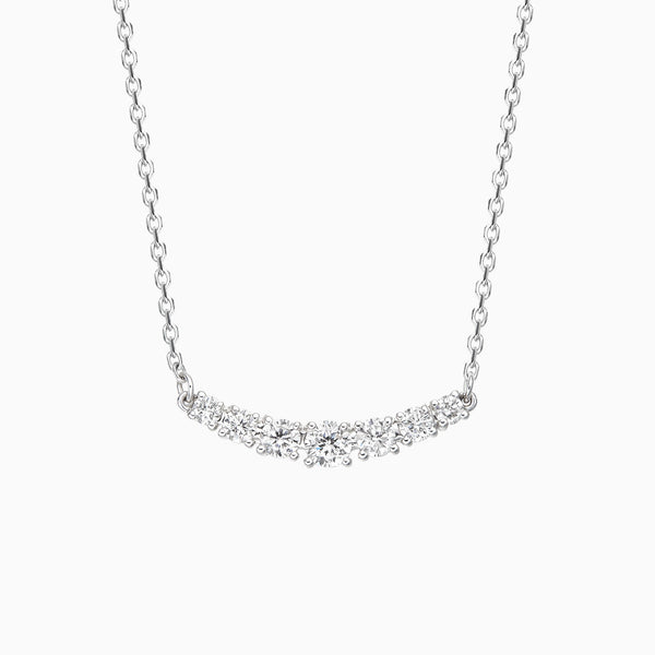 Graduated Curved Bar Lab Grown Diamond Necklace In 14K White Gold - Lucenjuri