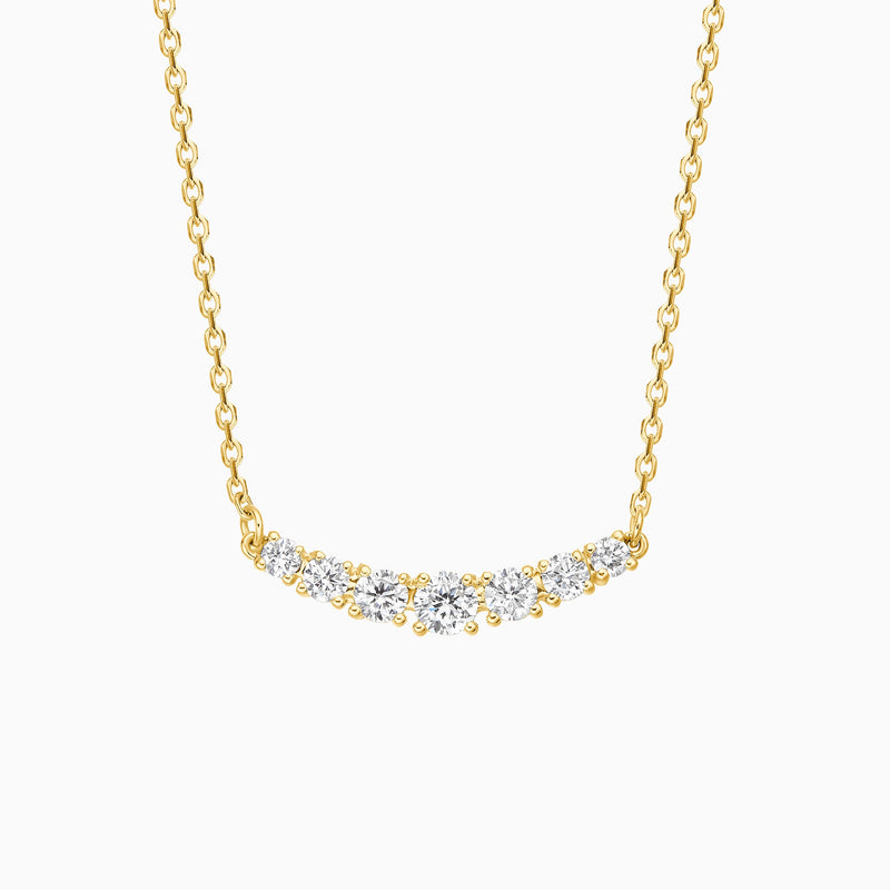 Graduated Curved Bar Lab Grown Diamond Necklace In 14K Yellow Gold - Lucenjuri