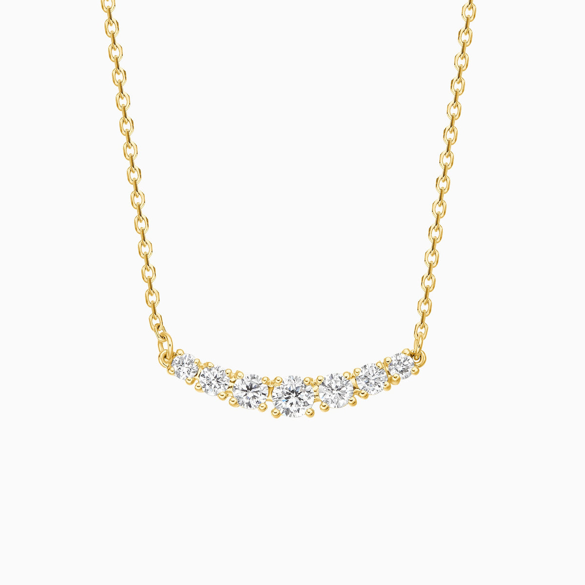 Graduated Curved Bar Lab Grown Diamond Necklace In 14K Yellow Gold - Lucenjuri