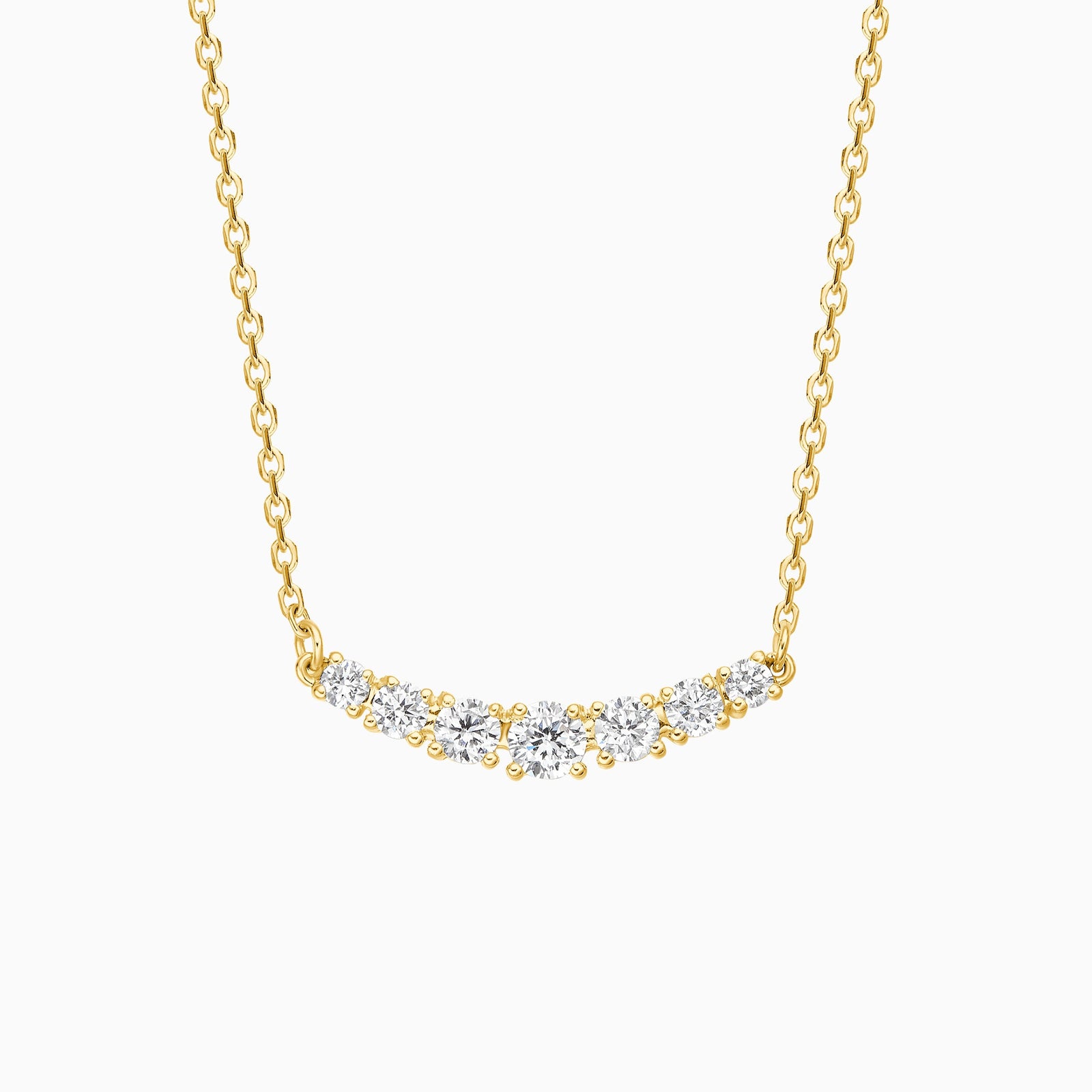 Graduated Curved Bar Diamond Necklace