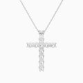 Shared Prong Round Lab Grown Diamond Cross Necklace In Platinum - Back View