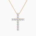 Shared Prong Round Lab Grown Diamond Cross Necklace In 14K Rose Gold - Lucenjuri