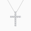 Shared Prong Round Lab Grown Diamond Cross Necklace In 14K White Gold - Lucenjuri