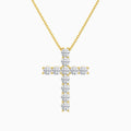 Shared Prong Round Lab Grown Diamond Cross Necklace In 18K Yellow Gold - Lucenjuri