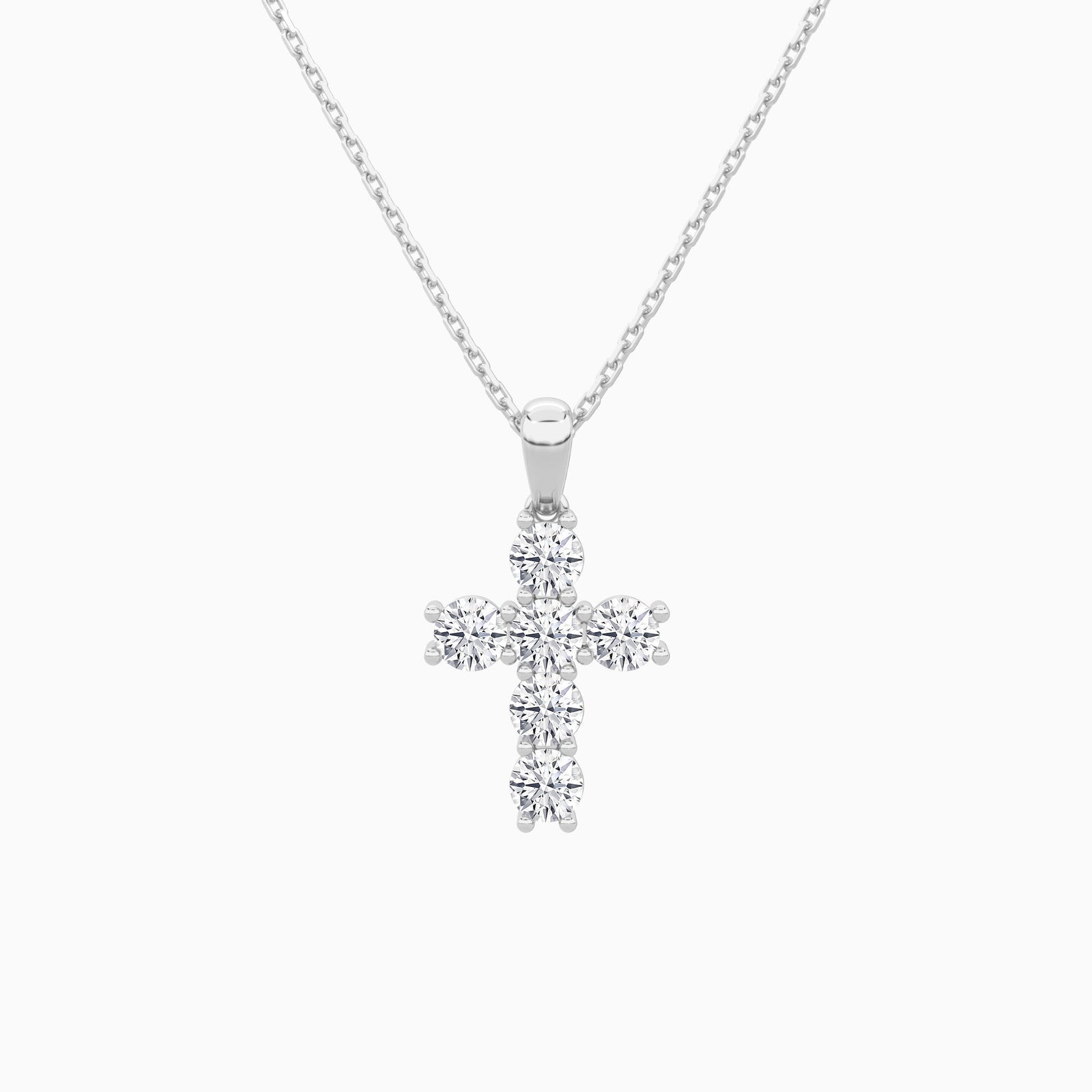 Round Lab Grown Diamond Cross Pendant Necklace In Platinum - Lucenjuri