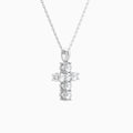 Round Lab Grown Diamond Cross Pendant Necklace In Platinum - Front Angle View
