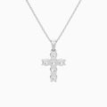 Round Lab Grown Diamond Cross Pendant Necklace In Platinum - Back View