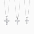 Three Different Size of Round Lab Grown Diamond Cross Pendant Necklace