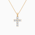 Round Lab Grown Diamond Cross Pendant Necklace In 14K Rose Gold - Lucenjuri