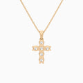 Round Lab Grown Diamond Cross Pendant Necklace In 14K Rose Gold - Back View