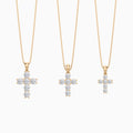 Three Different Size of Round Lab Grown Diamond Cross Pendant Necklace