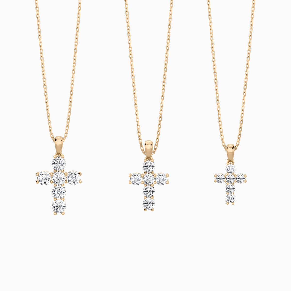 Three Different Size of Round Lab Grown Diamond Cross Pendant Necklace
