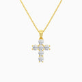 Round Lab Grown Diamond Cross Pendant Necklace In 18K Yellow Gold - Lucenjuri