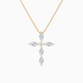Marquise and Asscher Lab Grown Diamond Cross Necklace In 14K Rose Gold - Lucenjuri