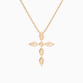 Marquise and Asscher Lab Grown Diamond Cross Necklace In 14K Rose Gold - Back View