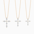 Three Different Size of Marquise and Asscher Lab Grown Diamond Cross Necklace