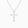 Marquise and Asscher Lab Grown Diamond Cross Necklace In 18K White Gold - Back View
