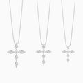 Three Different Size of Marquise and Asscher Lab Grown Diamond Cross Necklace
