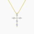 Marquise and Asscher Lab Grown Diamond Cross Necklace In 14K Yellow Gold - Lucenjuri