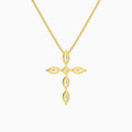 Marquise and Asscher Lab Grown Diamond Cross Necklace In 14K Yellow Gold - Back View