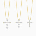 Three Different Size of Marquise and Asscher Lab Grown Diamond Cross Necklace