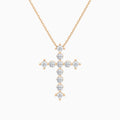 Round and Asscher Lab Grown Diamond Cross Pendant Necklace In 14K Rose Gold - Lucenjuri