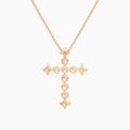 Round and Asscher Lab Grown Diamond Cross Pendant Necklace In 14K Rose Gold - Back View