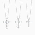 Three Different Size of Round and Asscher Lab Grown Diamond Cross Pendant Necklace