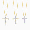 Three Different Size of Round and Asscher Lab Grown Diamond Cross Pendant Necklace