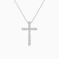 Round Lab Grown Diamond French Pavé Cross Pendant Necklace In Platinum - Lucenjuri