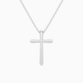 Round Lab Grown Diamond French Pavé Cross Pendant Necklace In Platinum - Back View