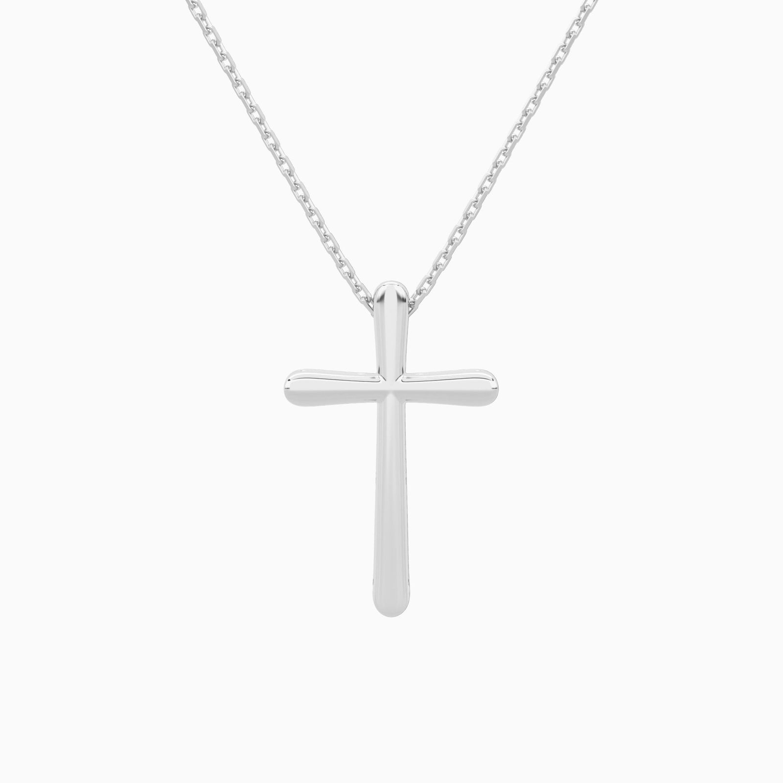 Round Lab Grown Diamond French Pavé Cross Pendant Necklace In Platinum - Back View