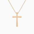 Round Lab Grown Diamond French Pavé Cross Pendant Necklace In 14K Rose Gold - Back View