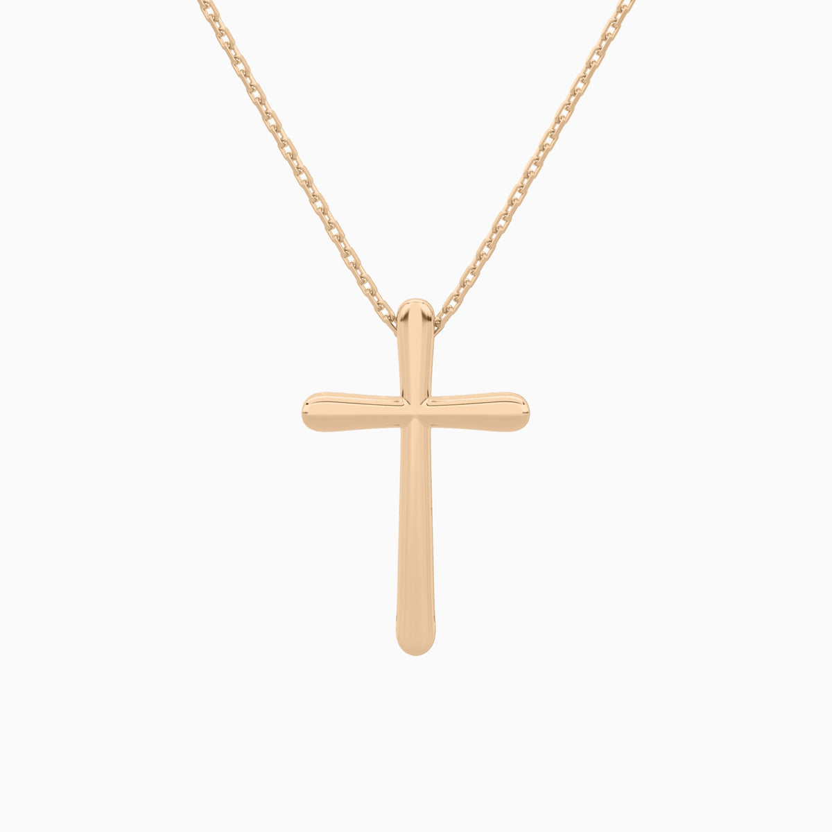 Round Lab Grown Diamond French Pavé Cross Pendant Necklace In 14K Rose Gold - Back View