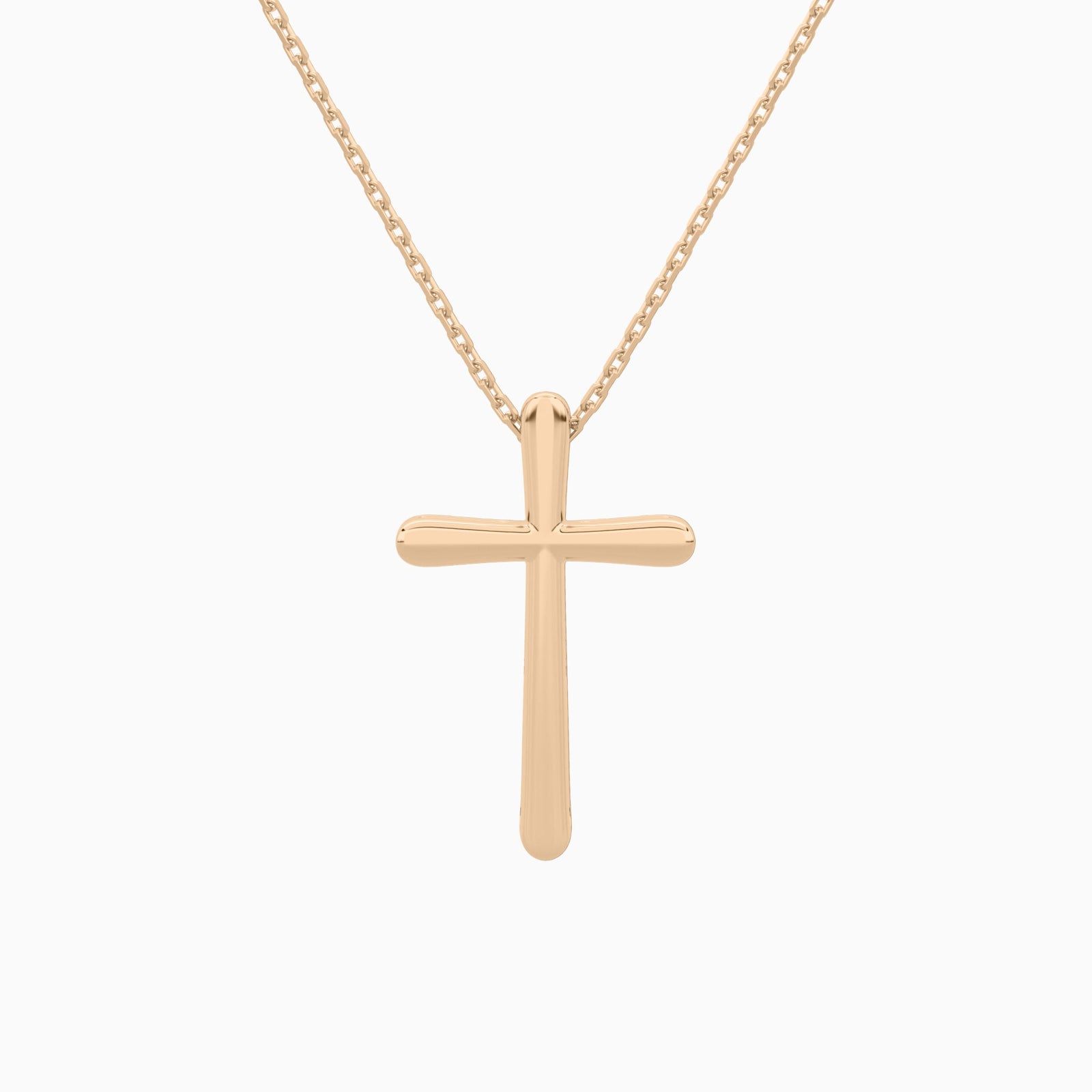 Round Lab Grown Diamond French Pavé Cross Pendant Necklace In 14K Rose Gold - Back View