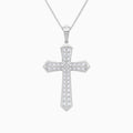 Round Lab Grown Diamond Flare Edge Cross Pendant Necklace In Platinum - Lucenjuri