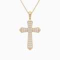 Round Lab Grown Diamond Flare Edge Cross Pendant Necklace In 14K Rose Gold - Lucenjuri