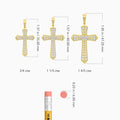 Round Lab Grown Diamond Flare Edge Cross Pendant Necklace In 14K Yellow Gold - Size Comparison