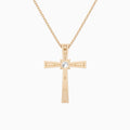 Round Solitaire Lab Grown Diamond Cross Pendant Necklace In 14K Rose Gold - Back View