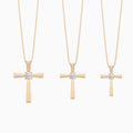 Three Different Size of Round Solitaire Lab Grown Diamond Cross Pendant Necklace